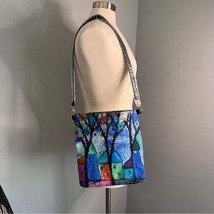 Unbranded Women's Colorful VanGogh-like Zip Medium Fleece Shoulder Bag Purse